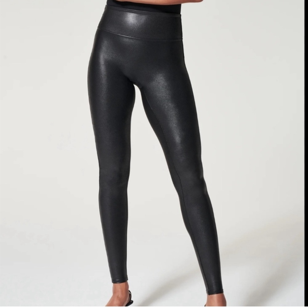 SPANX Black faux leather Leggings